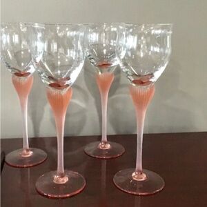 Set of 4 Vintage Mikasa Frosted Dusty Rose-Color Stem wine glasses